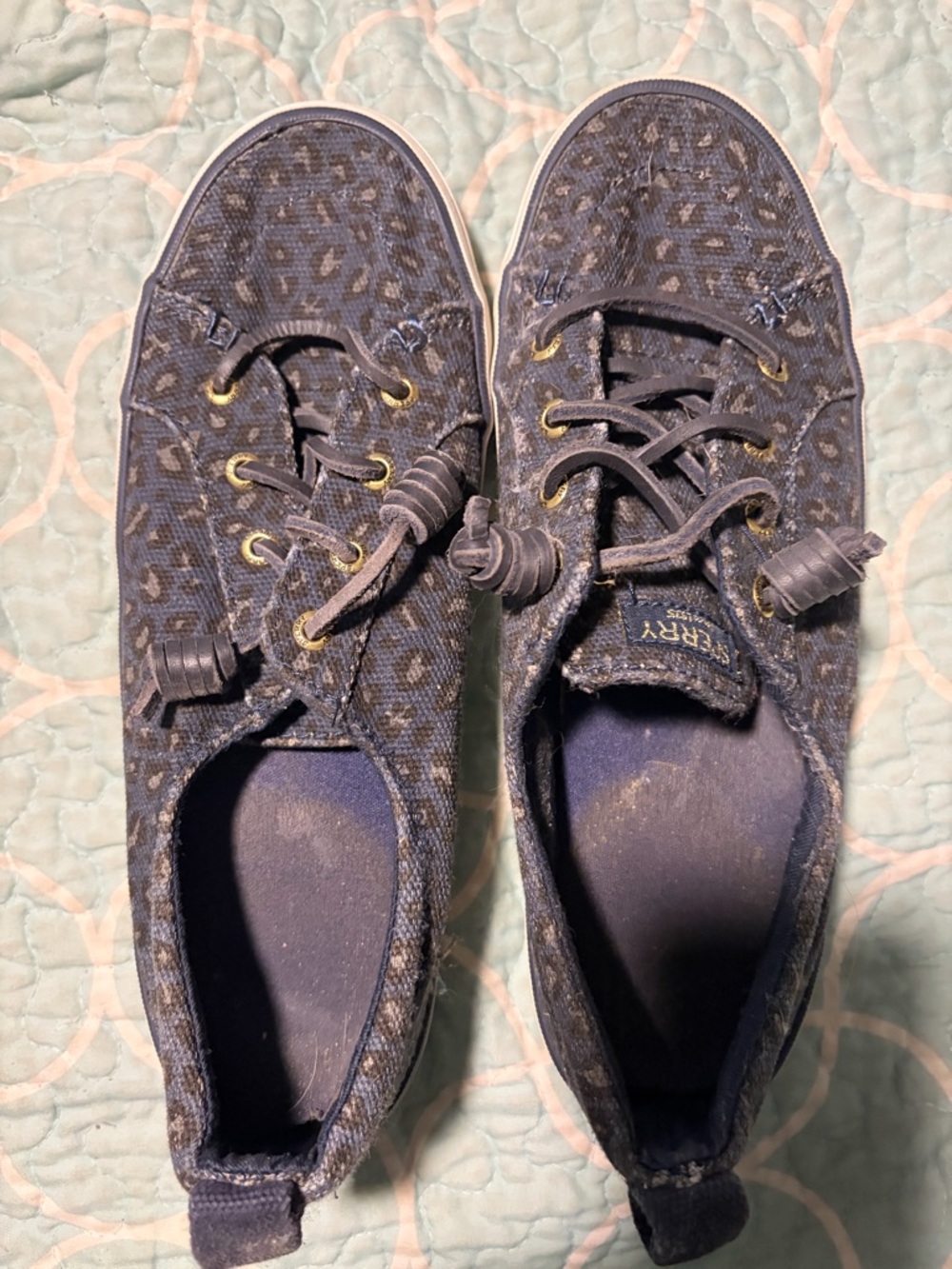 Sperry Women's Navy Leopard-Print Casual Sneakers Crest Vibe